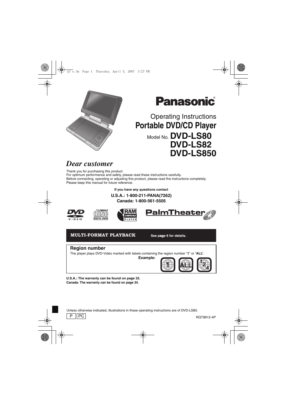 Panasonic DVD-LS80 User Manual | 36 pages