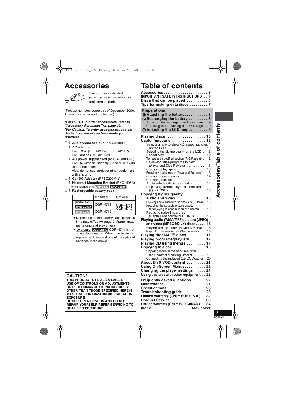 Panasonic DVD-LS80 User Manual | Page 3 / 36