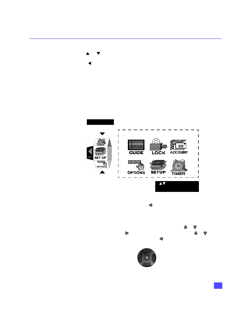 Roller guide menu, Navigation/action button | Panasonic TZ-DBS01 User Manual | Page 34 / 69