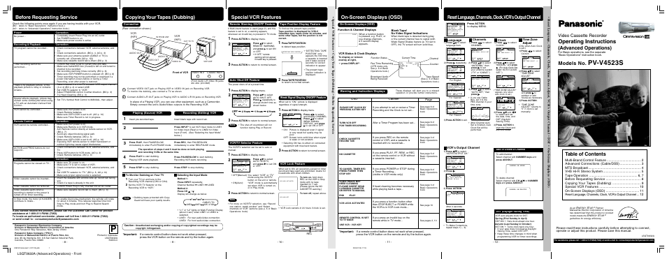 Panasonic PV-V4523S User Manual | Page 11 / 12
