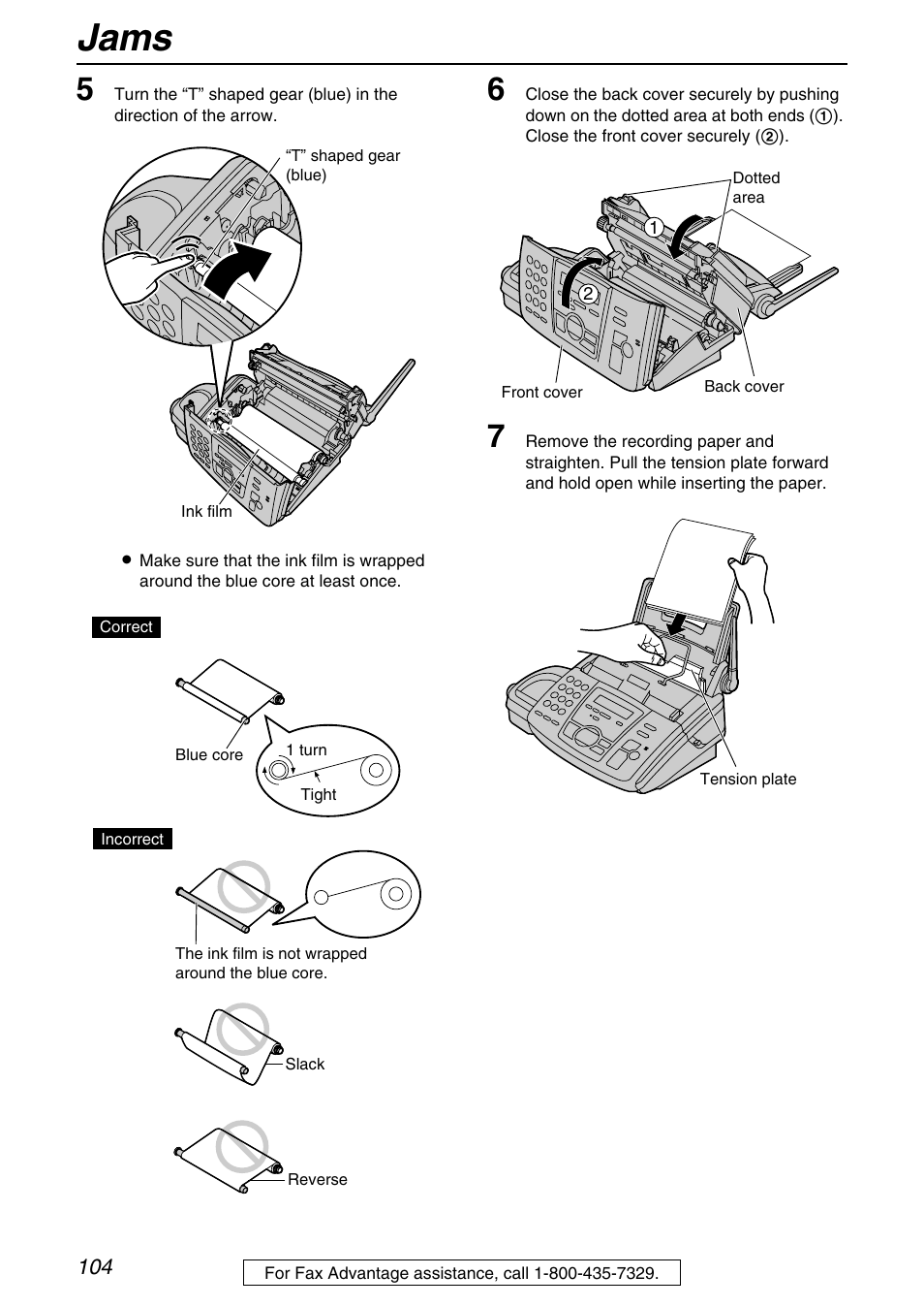 Jams | Panasonic KX-FPG372 User Manual | Page 104 / 132