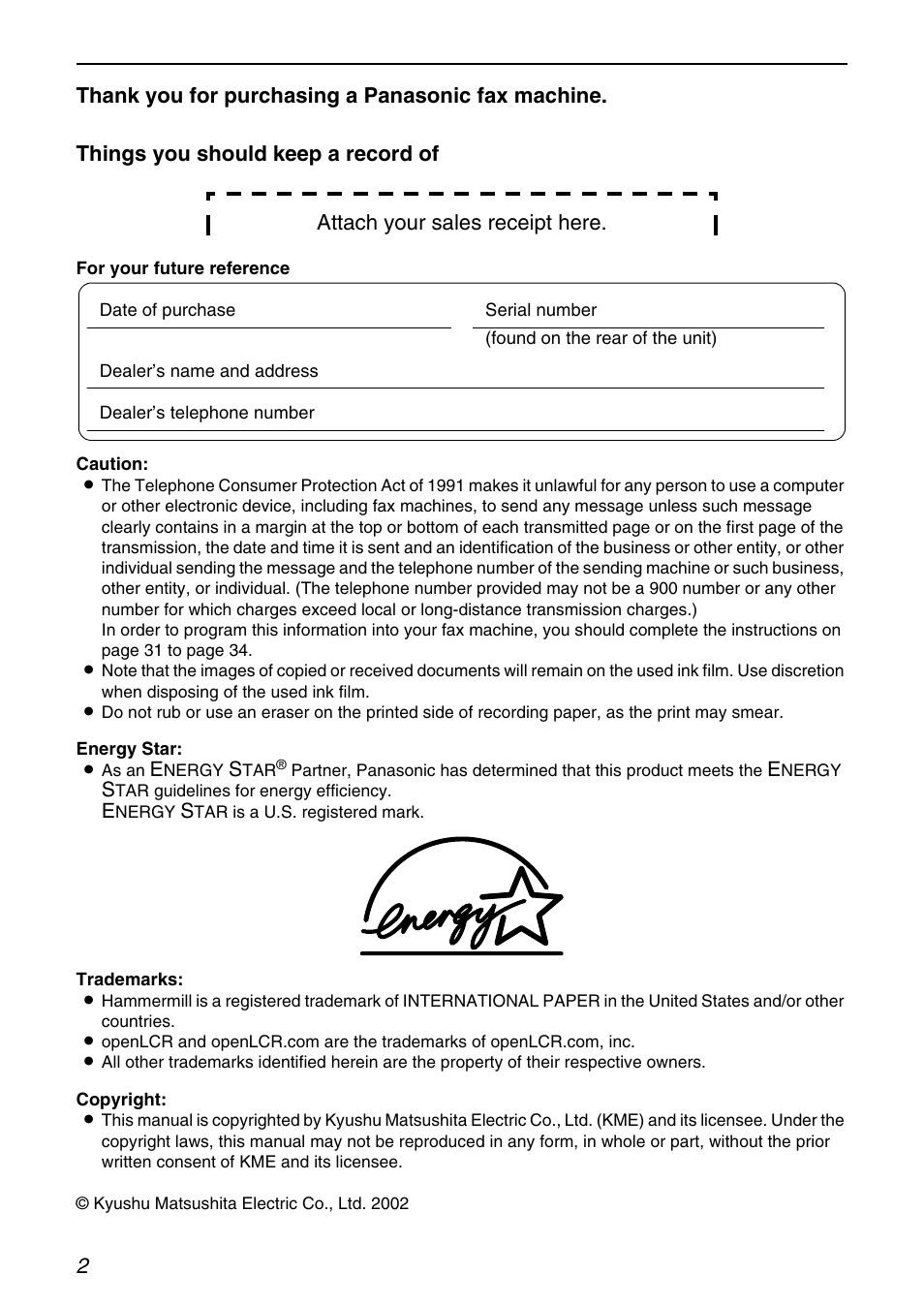 Panasonic KX-FPG372 User Manual | Page 2 / 132