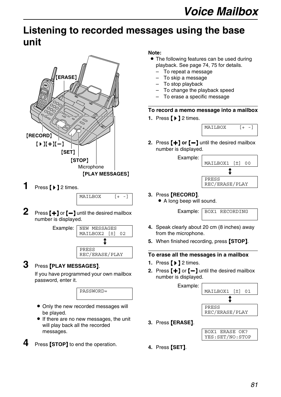 Voice mailbox | Panasonic KX-FPG372 User Manual | Page 81 / 132