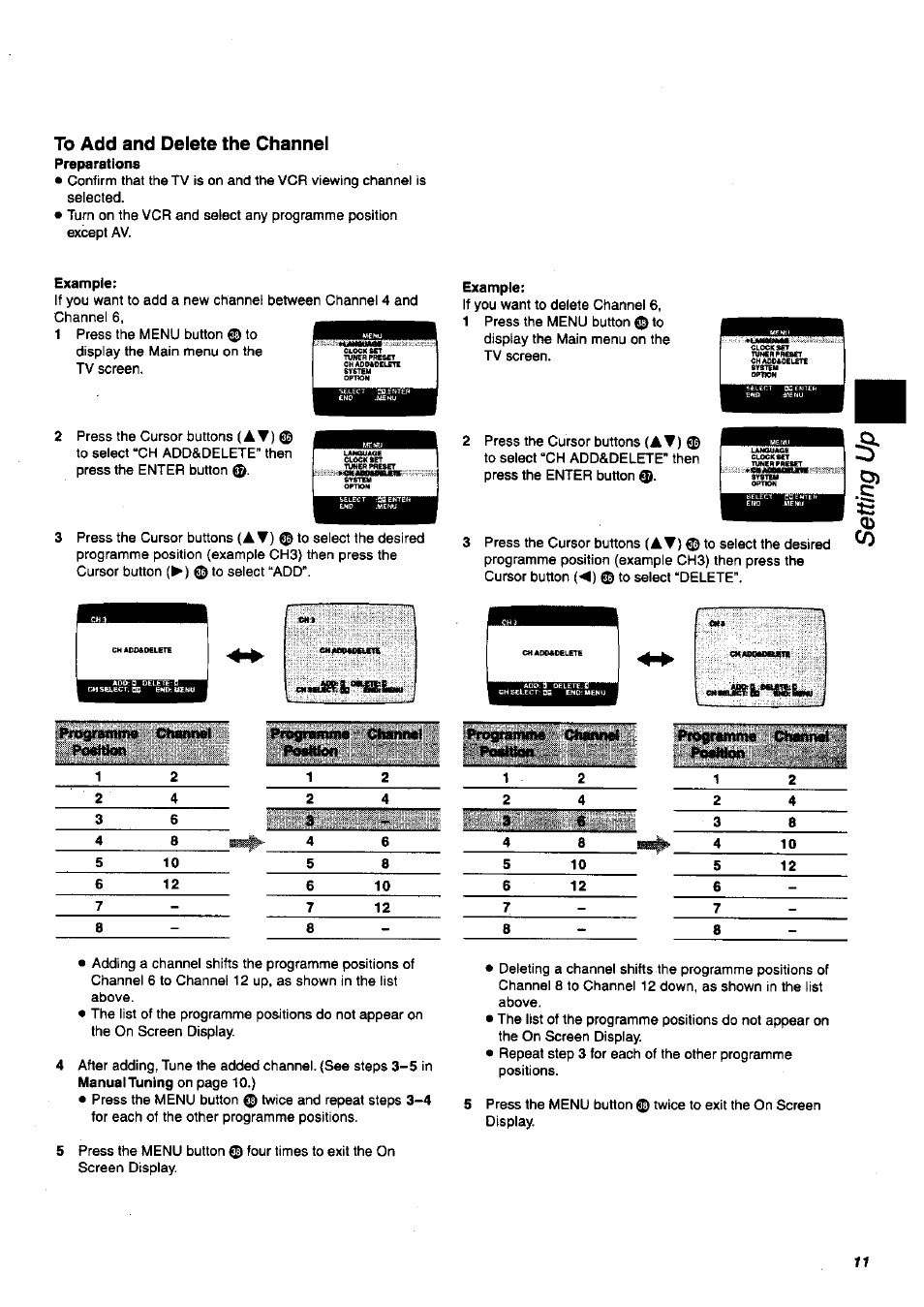 To add and delete the channel, Example | Panasonic NV-SJ200 User Manual | Page 11 / 30