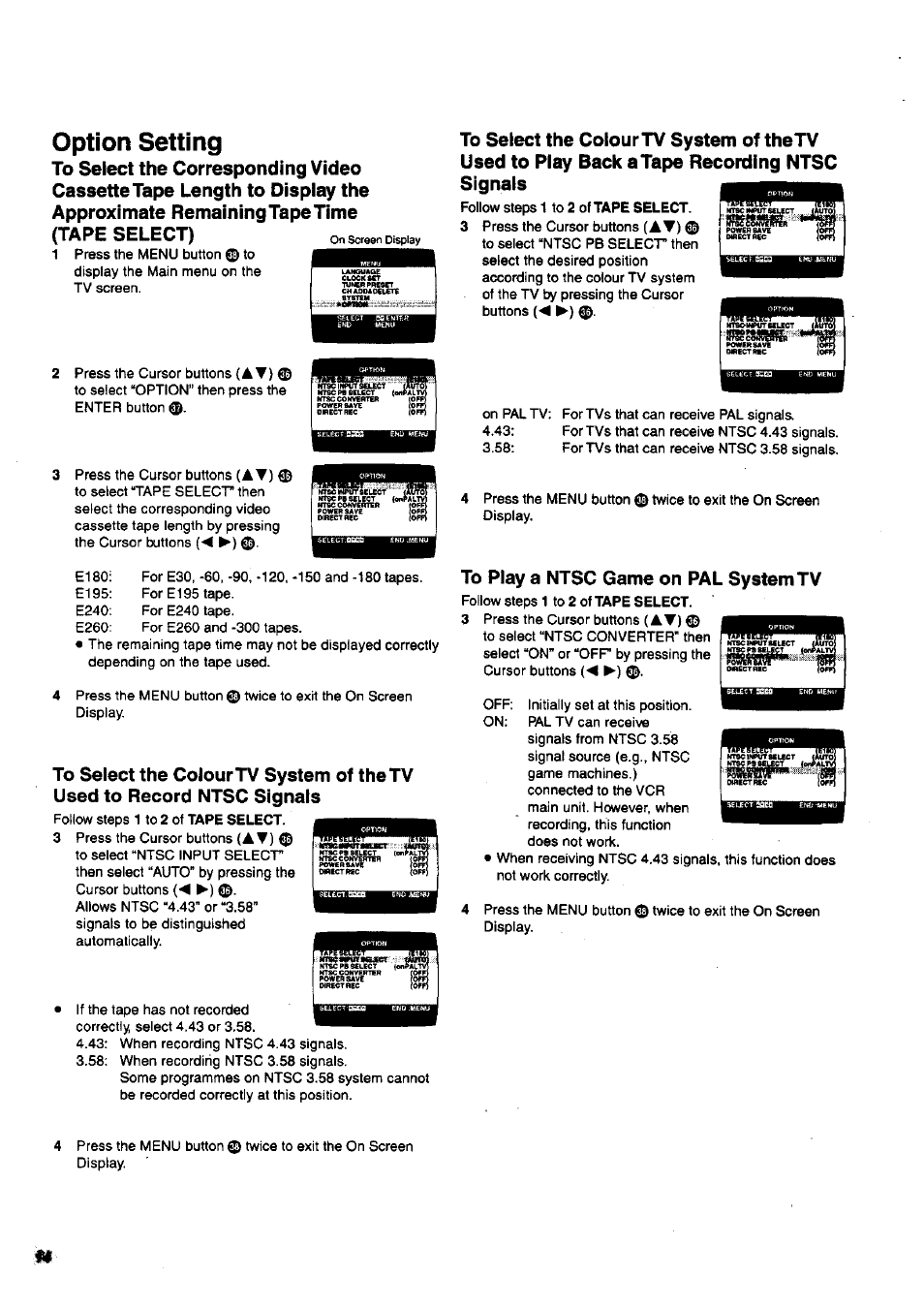 Option setting | Panasonic NV-SJ200 User Manual | Page 14 / 30