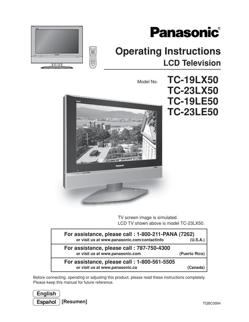 Panasonic TC-19LE50 User Manual | 49 pages