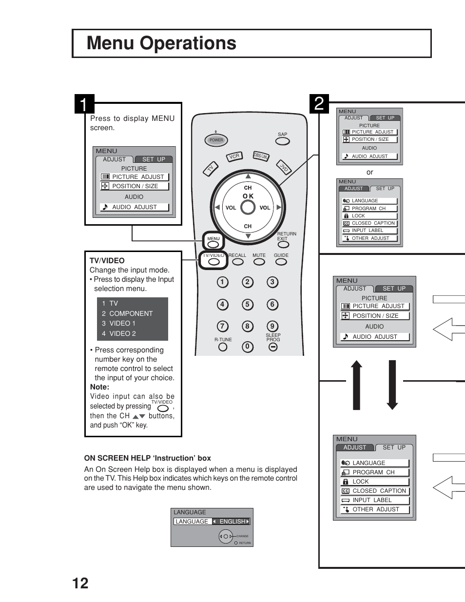 Menu operation, 8ah%c8e4g<baf | Panasonic TC-19LE50 User Manual | Page 12 / 49