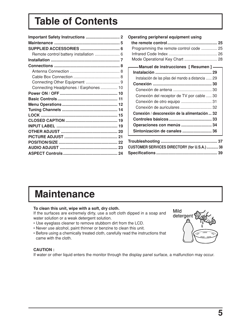Panasonic TC-19LE50 User Manual | Page 5 / 49