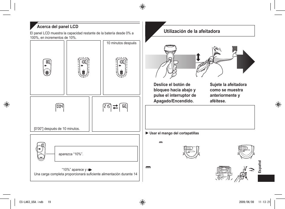 Afeitado | Panasonic ESLA63 User Manual | Page 19 / 24
