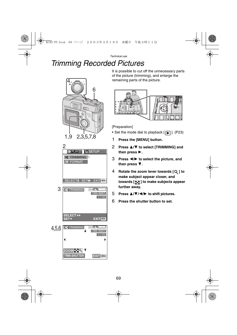 Trimming recorded pictures | Panasonic DMC-LC43PP User Manual | Page 69 / 104