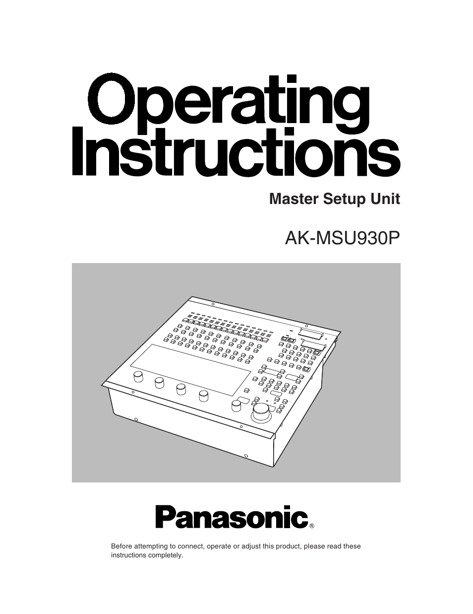 Panasonic AK-MSU930P User Manual | 16 pages