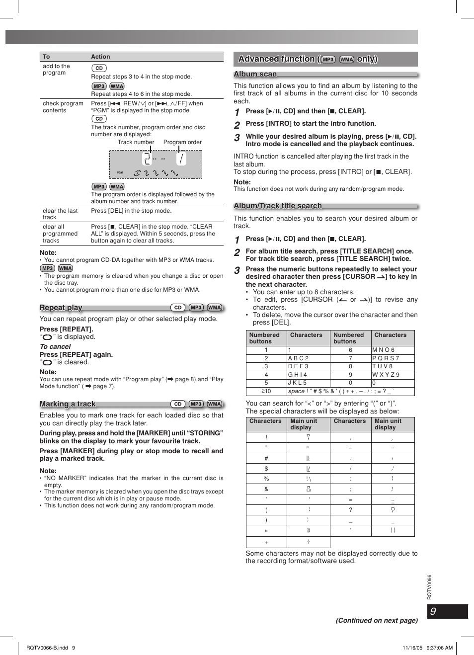 Advanced function, Advanced function ( only) only) | Panasonic SC-AK340 User Manual | Page 9 / 20