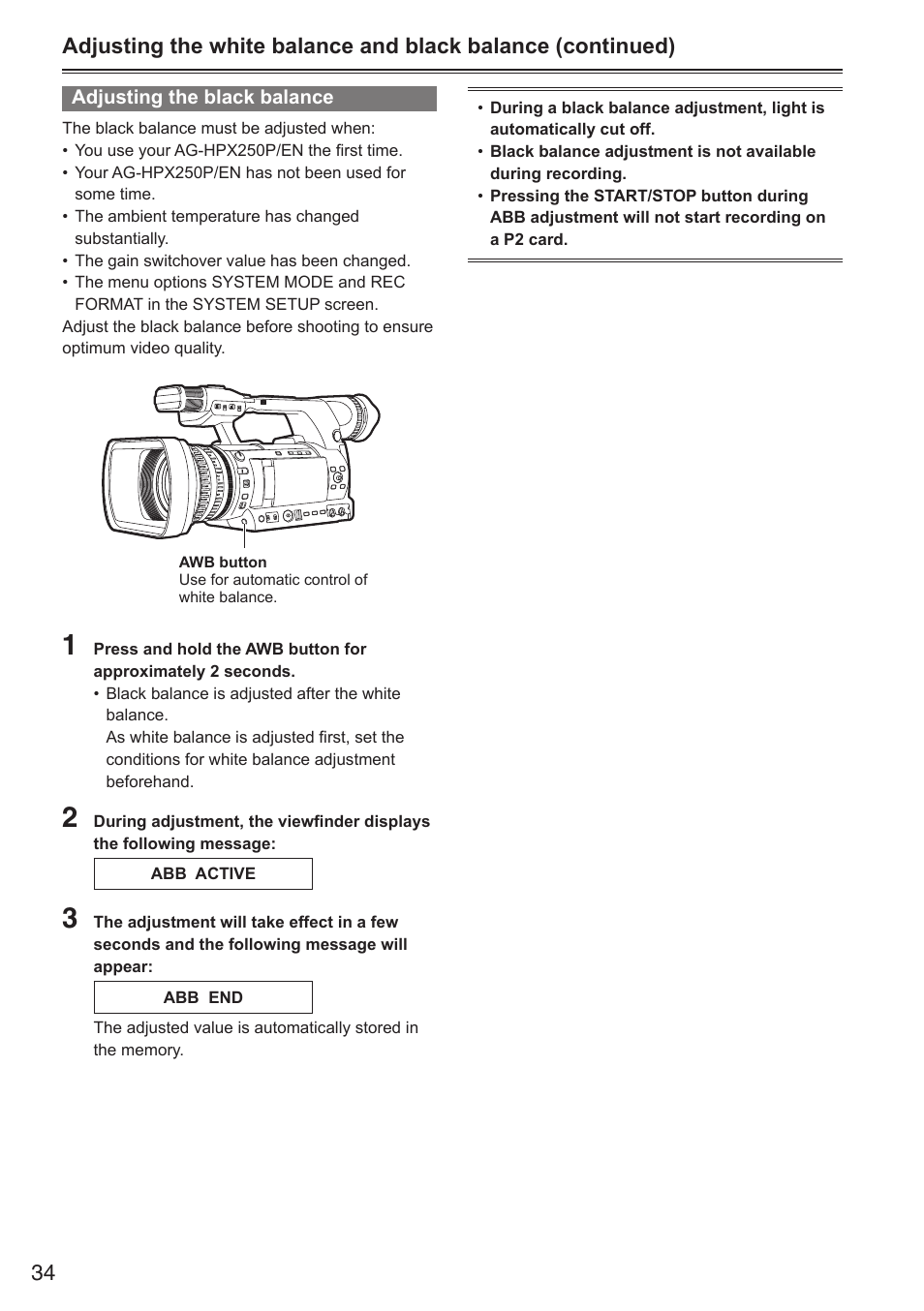 Panasonic AG-HPX250EN User Manual | Page 34 / 170