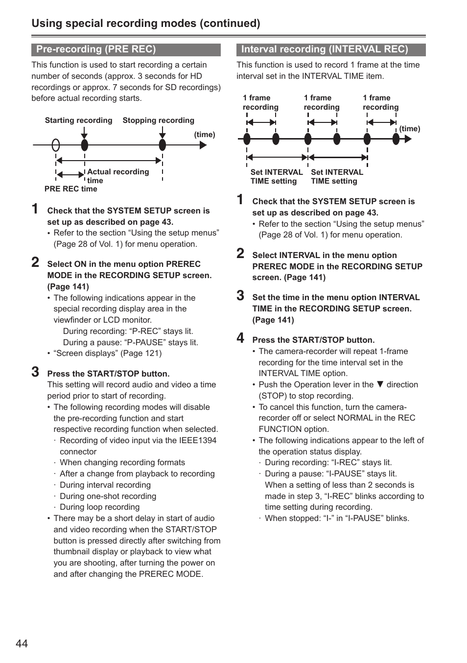 Using special recording modes (continued) | Panasonic AG-HPX250EN User Manual | Page 44 / 170