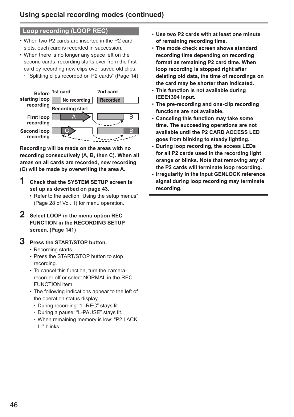 Using special recording modes (continued) | Panasonic AG-HPX250EN User Manual | Page 46 / 170