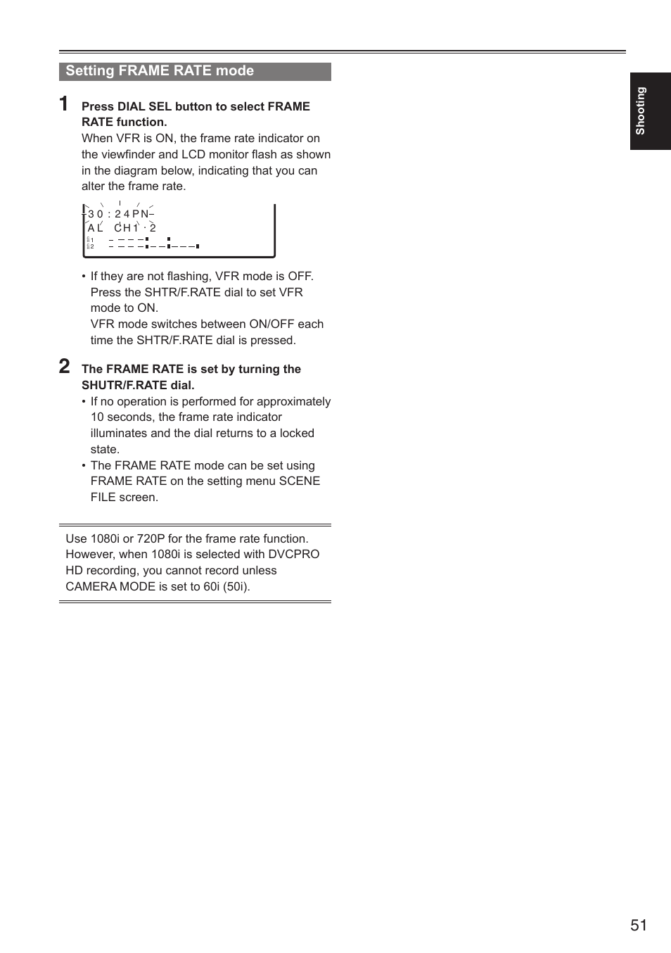 Setting frame rate mode | Panasonic AG-HPX250EN User Manual | Page 51 / 170