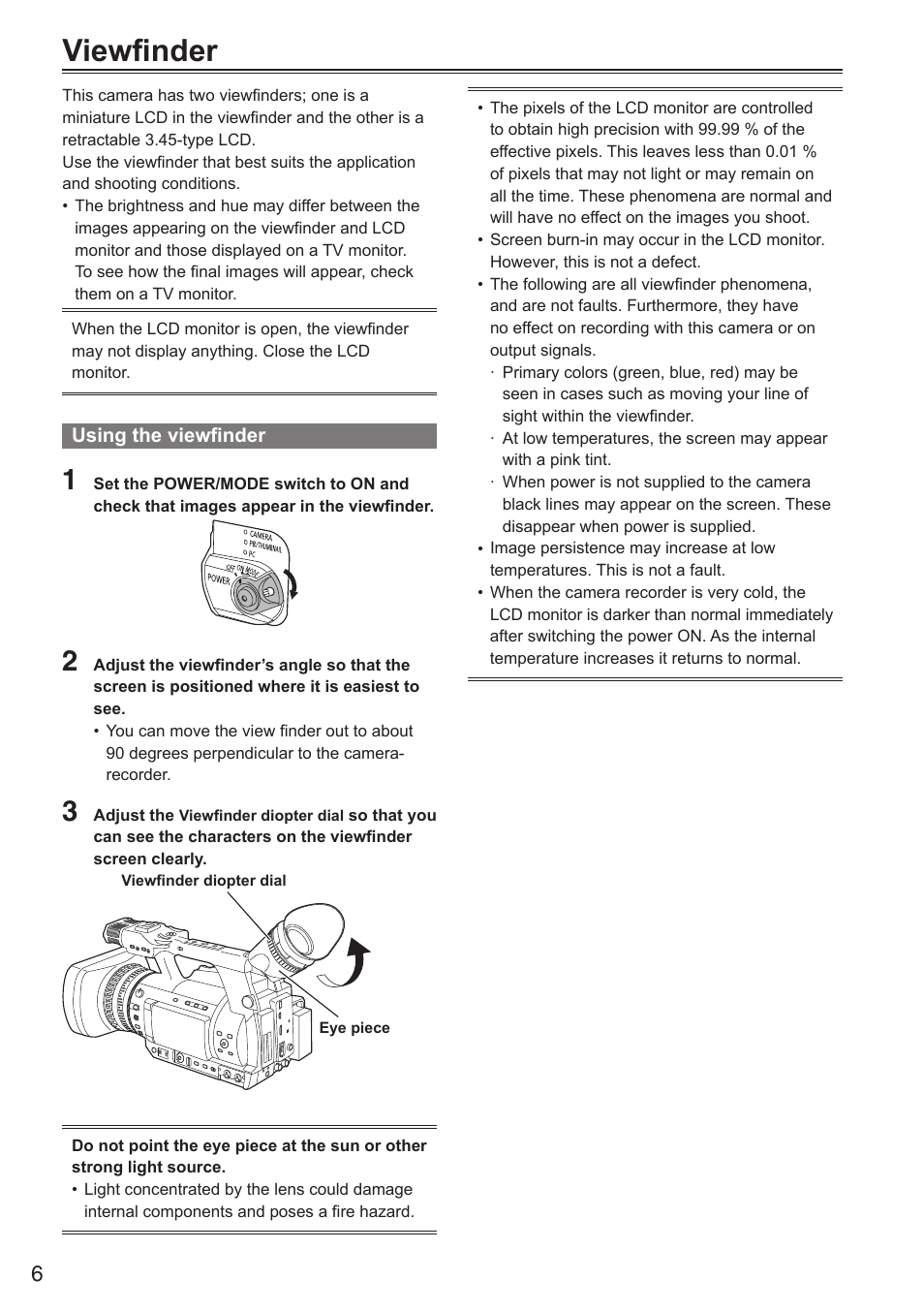 Viewfinder | Panasonic AG-HPX250EN User Manual | Page 6 / 170