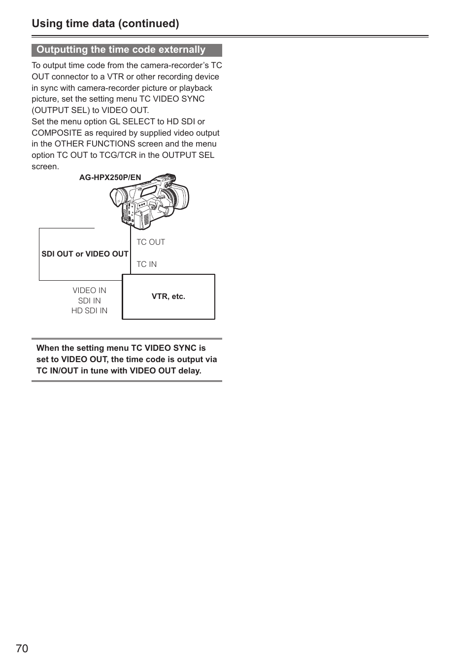 70 using time data (continued) | Panasonic AG-HPX250EN User Manual | Page 70 / 170