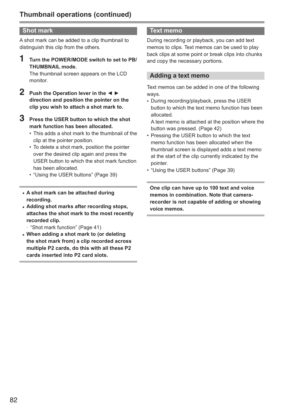 Thumbnail operations (continued) | Panasonic AG-HPX250EN User Manual | Page 82 / 170