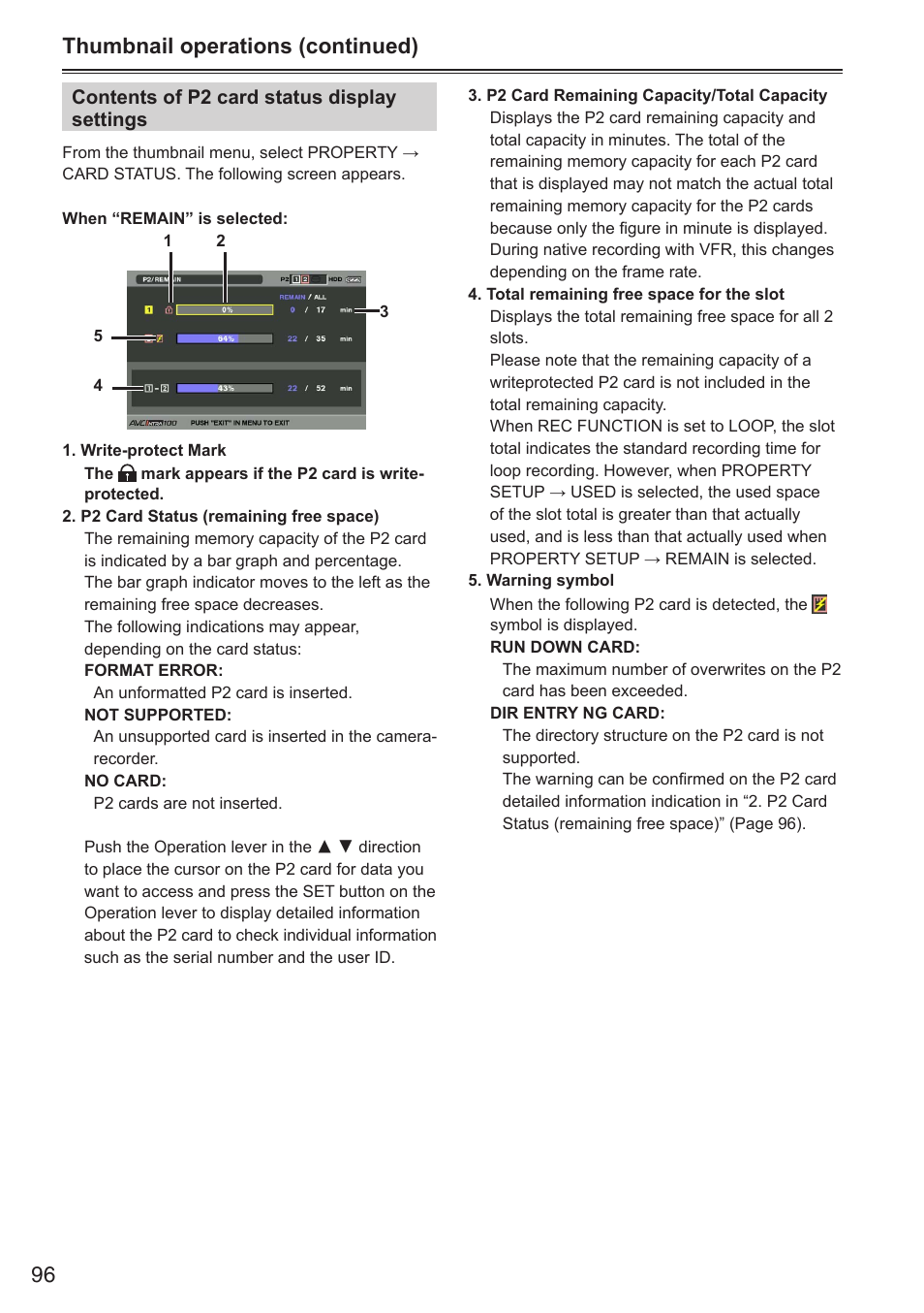 Thumbnail operations (continued) | Panasonic AG-HPX250EN User Manual | Page 96 / 170