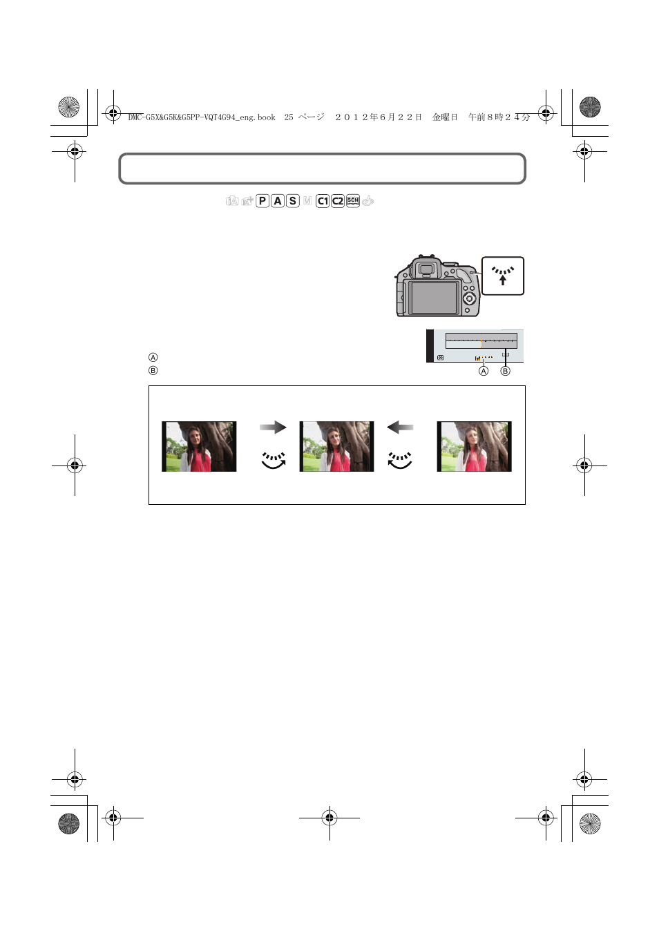 Compensating the exposure, Applicable modes, Rotate the rear dial to compensate the exposure | Panasonic DMC-G5X User Manual | Page 25 / 56