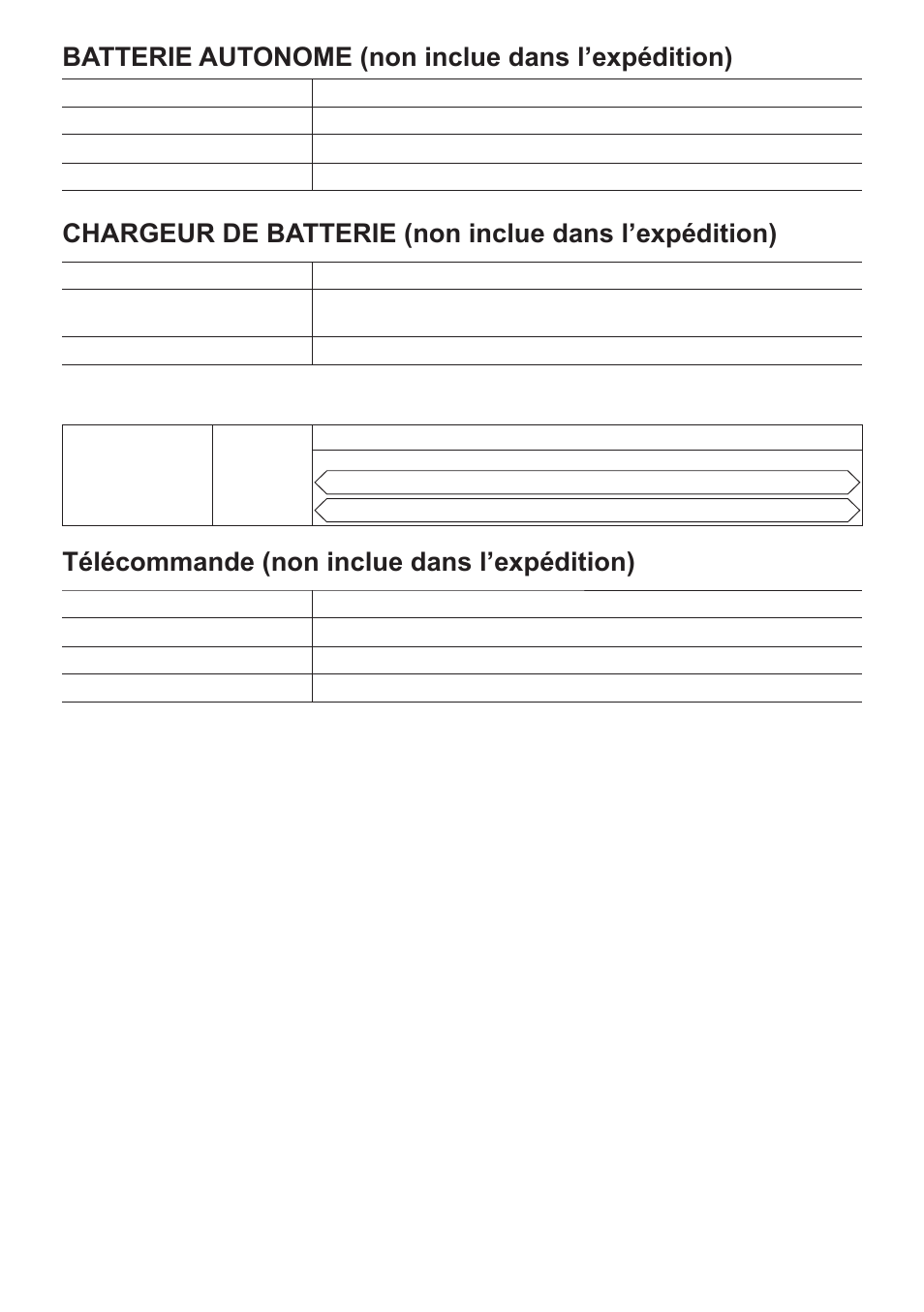 Batterie autonome (non inclue dans l’expédition), Télécommande (non inclue dans l’expédition) | Panasonic EYFLA2A User Manual | Page 30 / 48