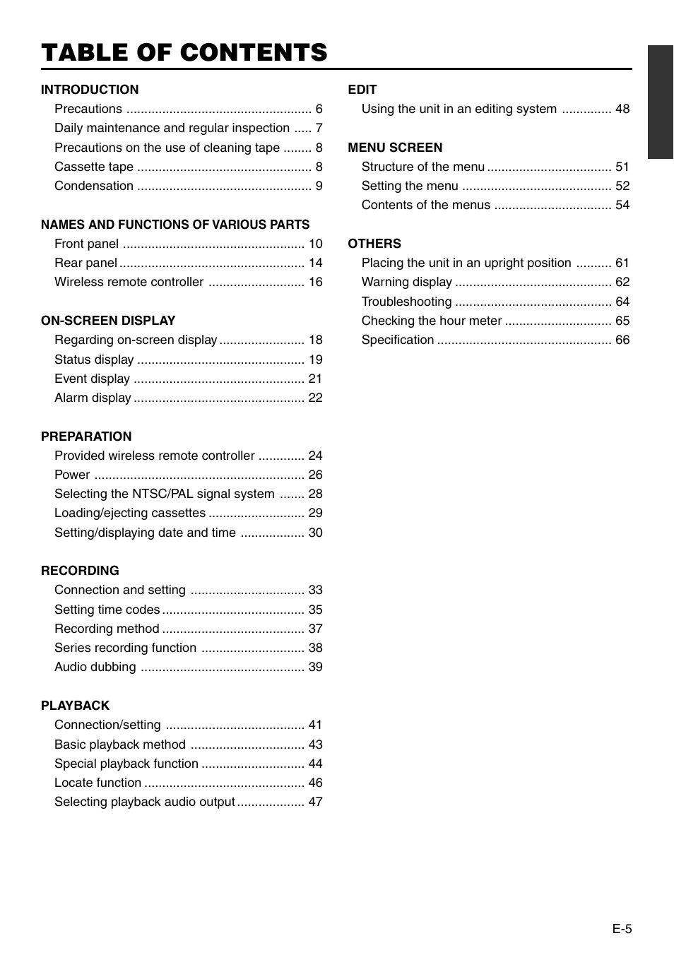 Panasonic VQT0C55 User Manual | Page 5 / 68