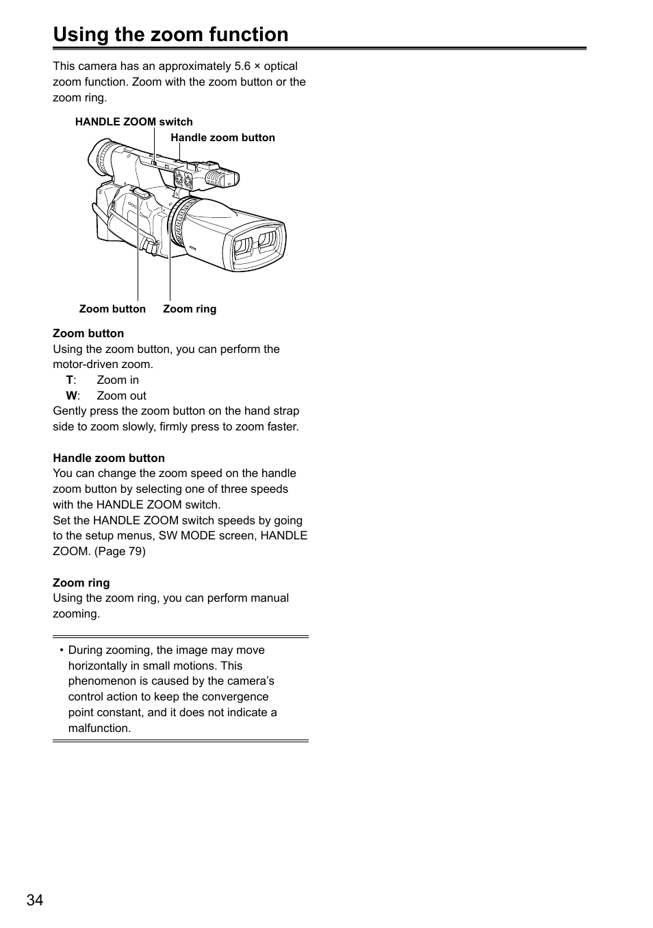 Using the zoom function | Panasonic AG-3DA1P User Manual | Page 34 / 96