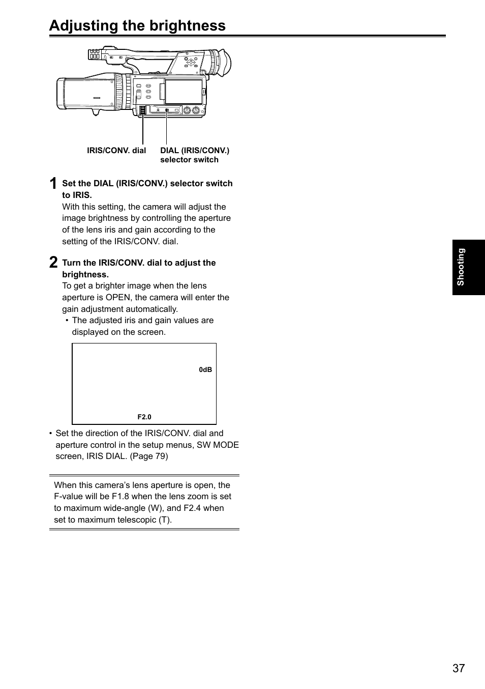 Adjusting the brightness | Panasonic AG-3DA1P User Manual | Page 37 / 96