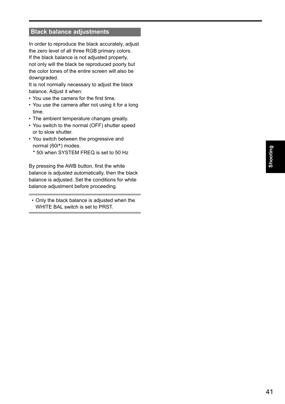 Black balance adjustments | Panasonic AG-3DA1P User Manual | Page 41 / 96