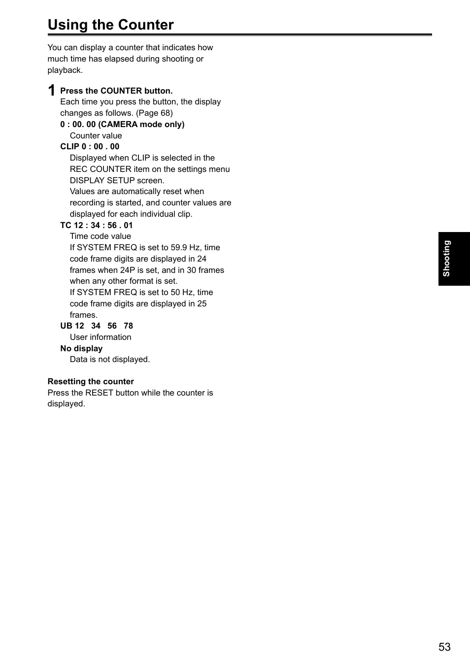 Using the counter | Panasonic AG-3DA1P User Manual | Page 53 / 96