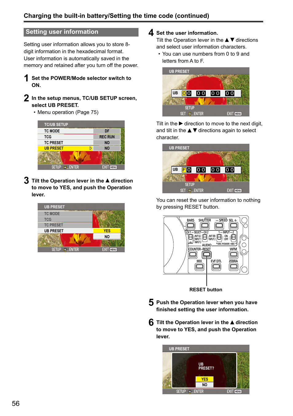 Setting user information | Panasonic AG-3DA1P User Manual | Page 56 / 96