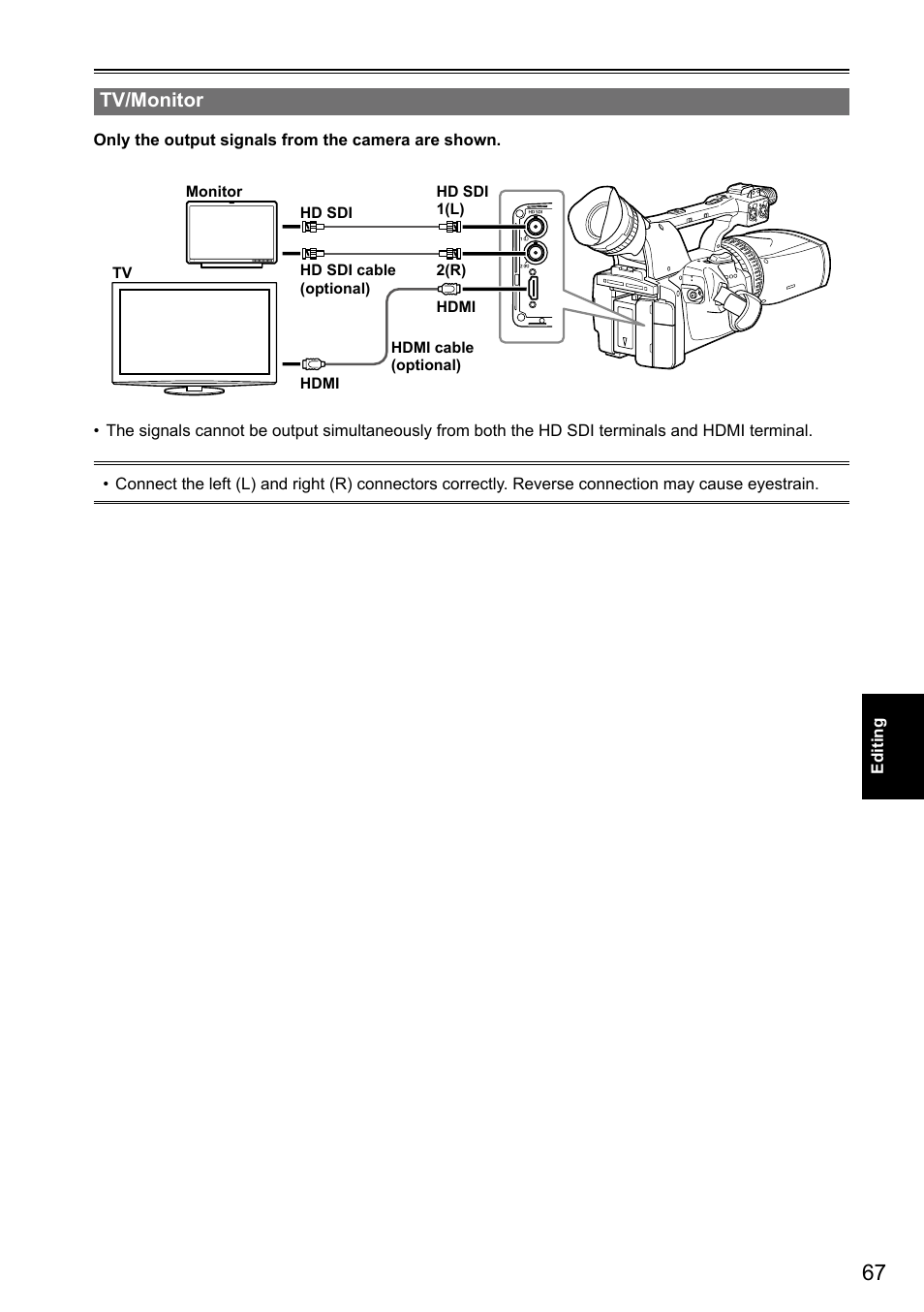 Tv/monitor | Panasonic AG-3DA1P User Manual | Page 67 / 96