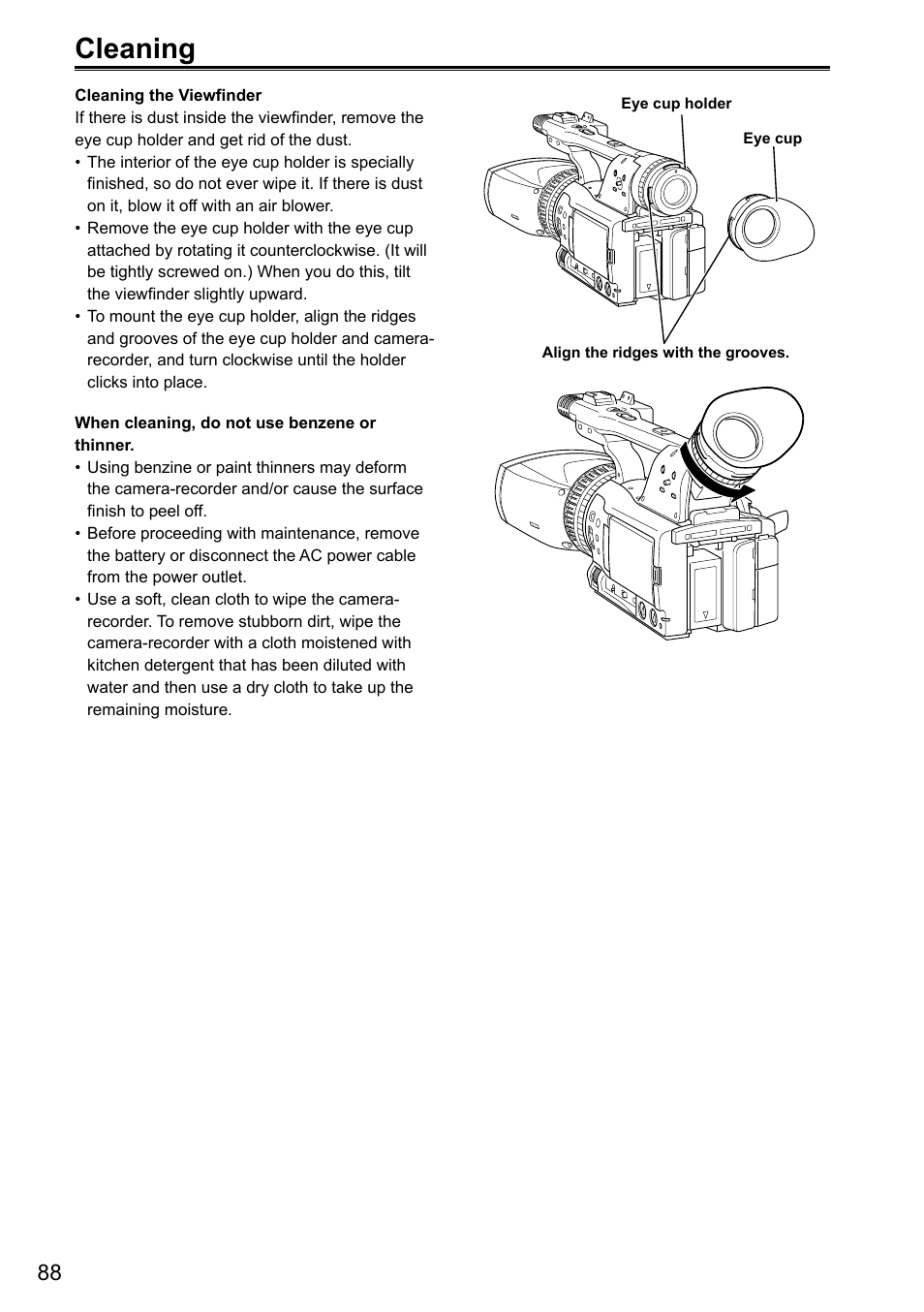 Cleaning | Panasonic AG-3DA1P User Manual | Page 88 / 96
