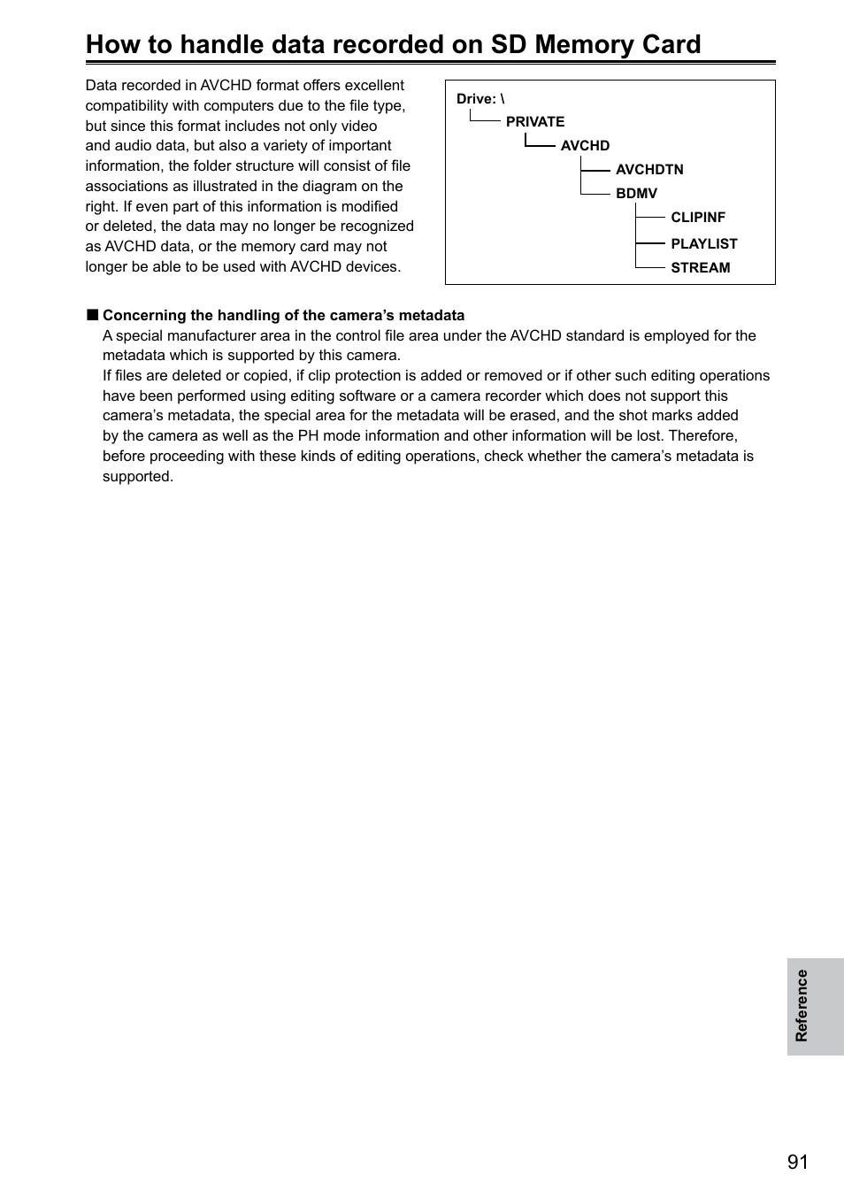 How to handle data recorded on sd memory card | Panasonic AG-3DA1P User Manual | Page 91 / 96