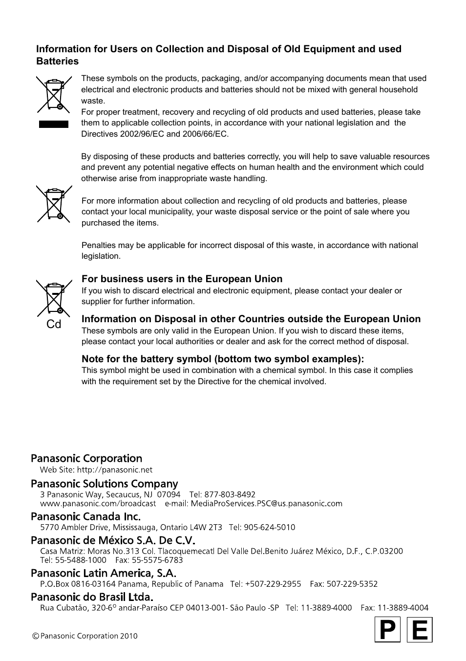 Panasonic AG-3DA1P User Manual | Page 96 / 96