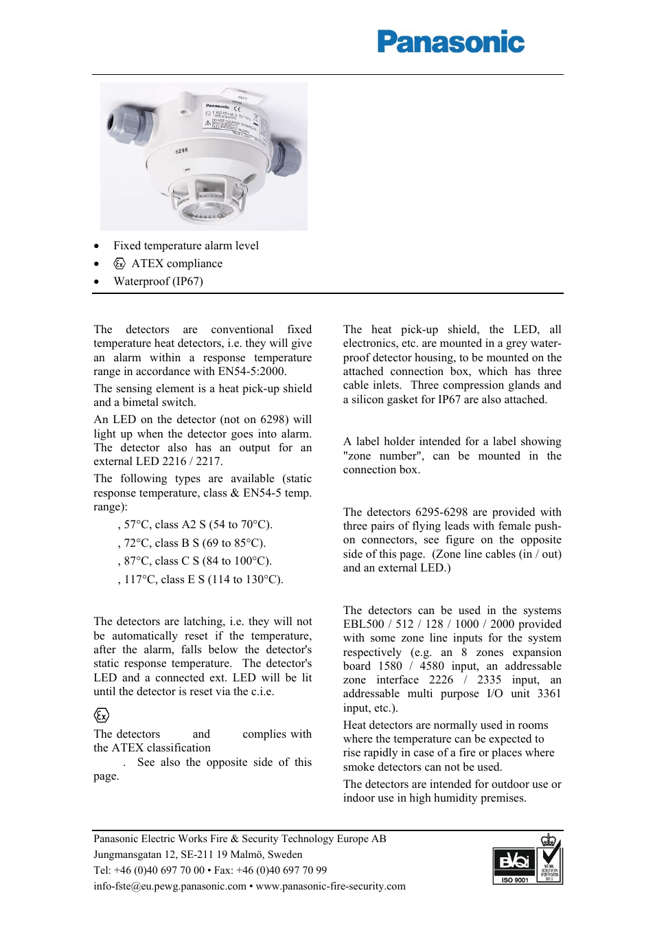 Panasonic 6296 User Manual | 2 pages