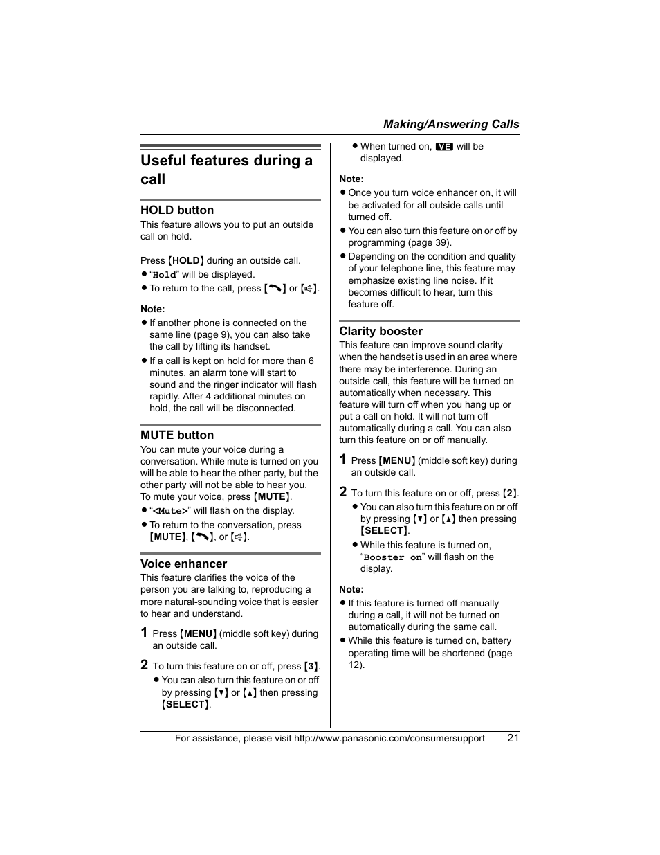 Useful features during a call | Panasonic KX-TG5456 User Manual | Page 21 / 76