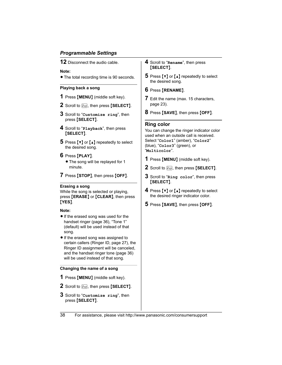 Panasonic KX-TG5456 User Manual | Page 38 / 76