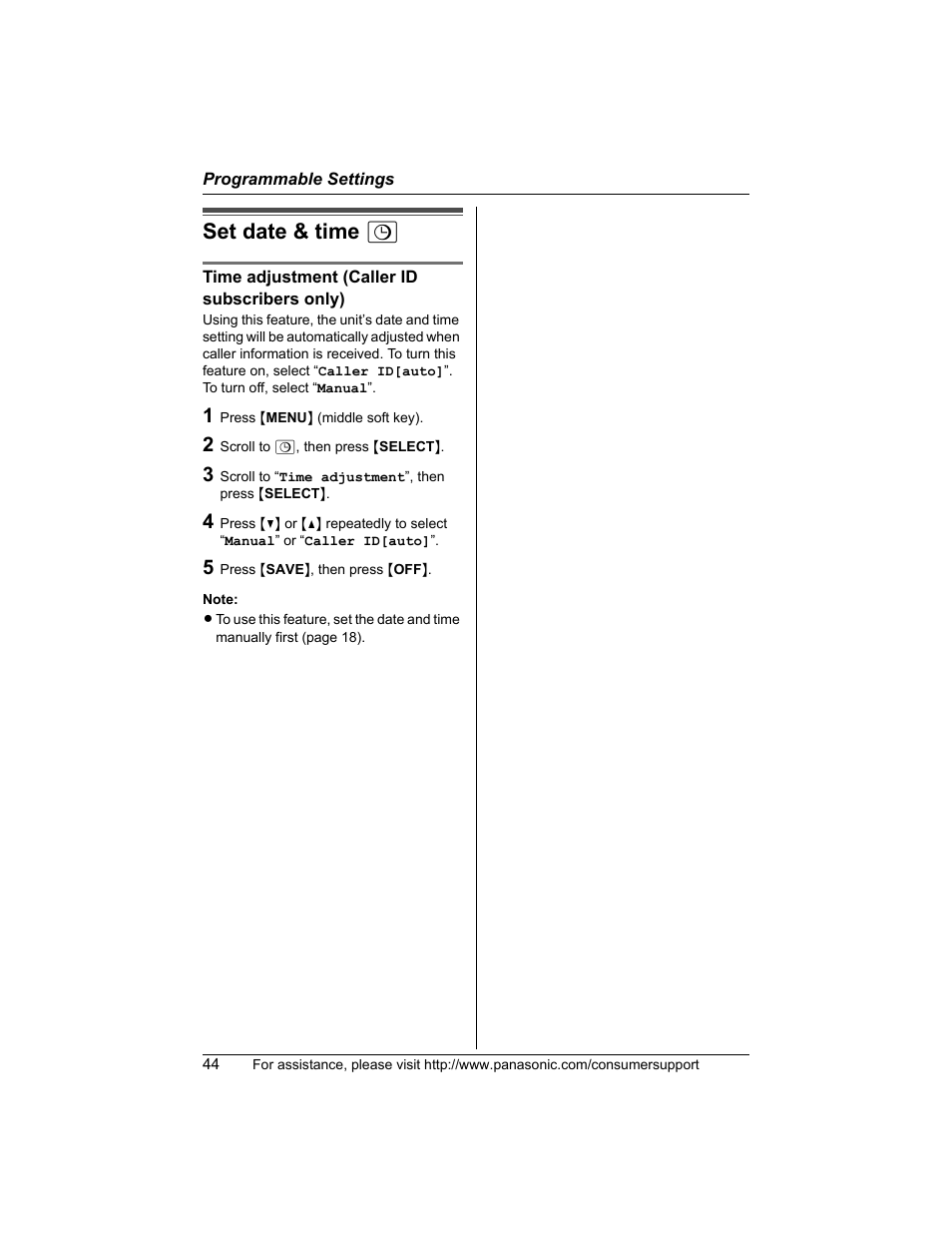 Set date and time, Set date & time o | Panasonic KX-TG5456 User Manual | Page 44 / 76