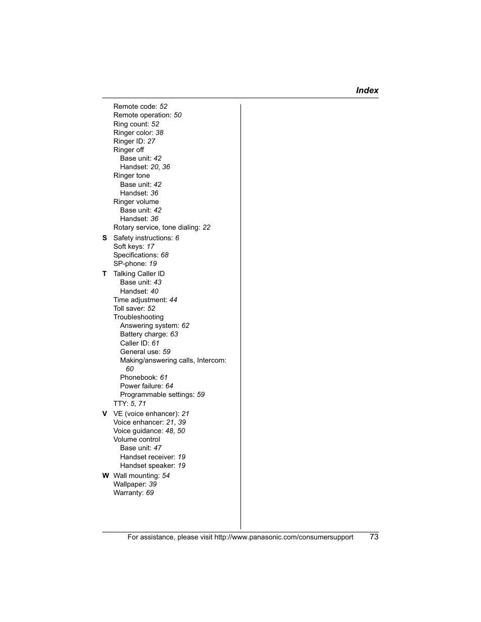 Panasonic KX-TG5456 User Manual | Page 73 / 76