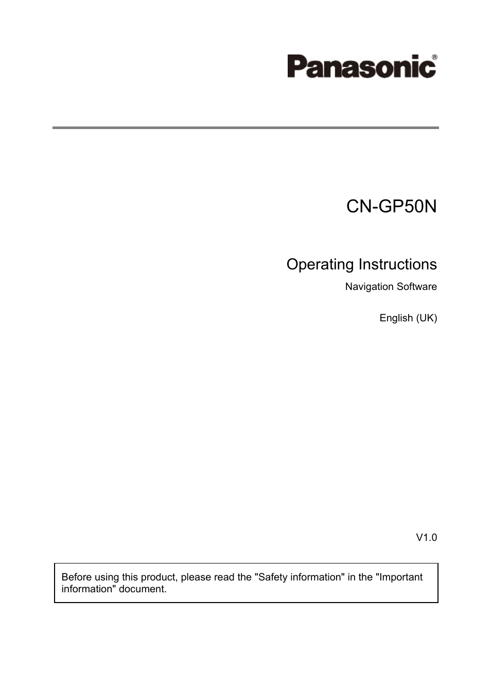 Panasonic CN-GP50N User Manual | 39 pages