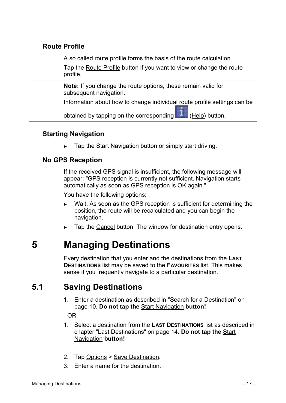 5 managing destinations, 1 saving destinations, Determining destinations on the map | Starting navigation | Panasonic CN-GP50N User Manual | Page 17 / 39