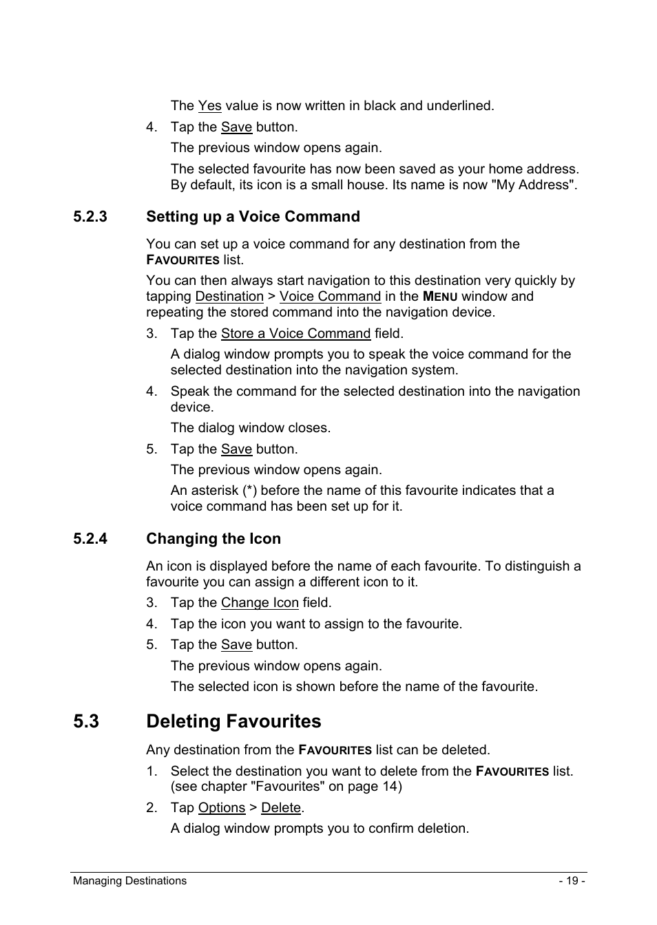 3 setting up a voice command, 4 changing the icon, 3 deleting favourites | Editing favourites, Changing the name, Setting up a voice command" o | Panasonic CN-GP50N User Manual | Page 19 / 39
