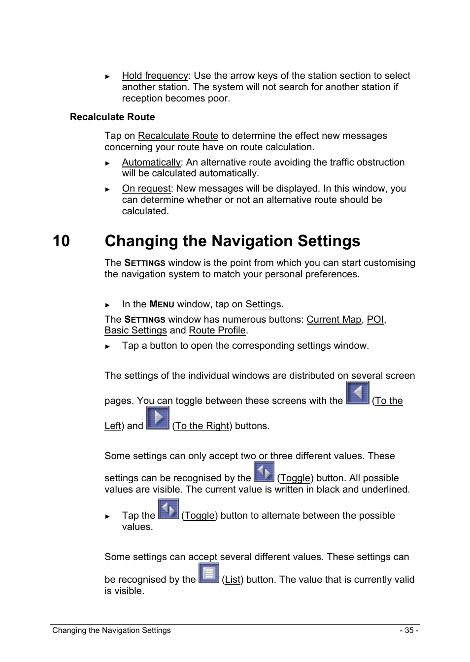 10 changing the navigation settings, Ter "changing the navigation settings" on pag | Panasonic CN-GP50N User Manual | Page 35 / 39