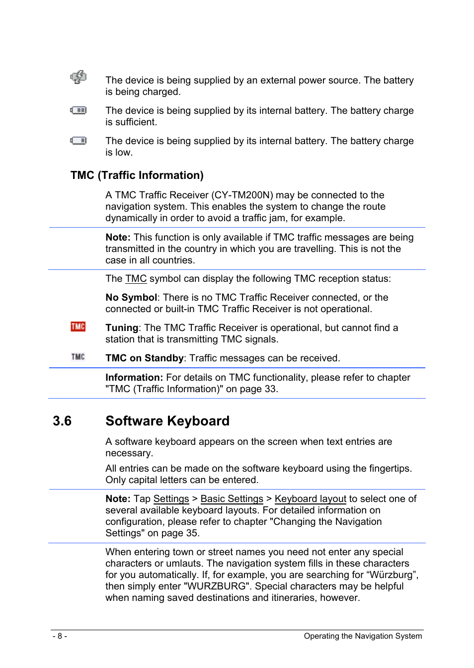 6 software keyboard, Tmc (traffic information) | Panasonic CN-GP50N User Manual | Page 8 / 39