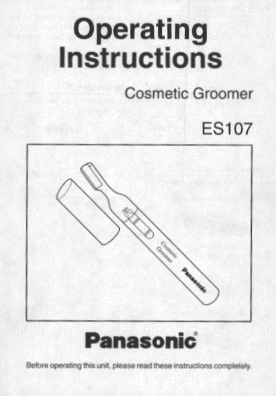 Panasonic ES107 User Manual | 12 pages