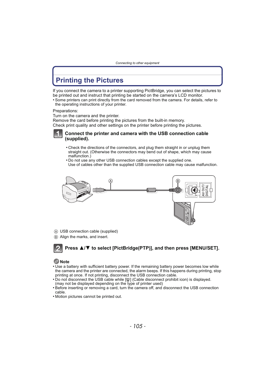 Printing the pictures | Panasonic DMC-SZ02 User Manual | Page 105 / 128