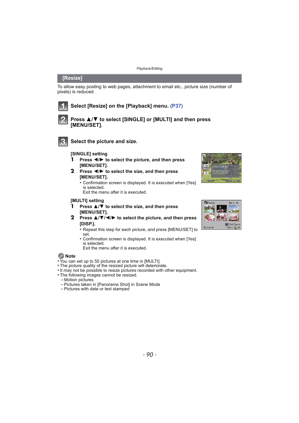 Resize | Panasonic DMC-SZ02 User Manual | Page 90 / 128