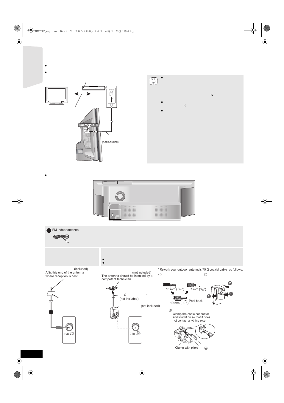 Connections to a set top box, etc, Radio antenna connections, Getting s tar te d | Panasonic SC-BTX70 User Manual | Page 10 / 56